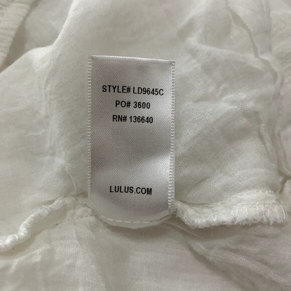 Lulu's white embroidered long-sleeve tie-front mini dress size XS - Picture 8 of 10